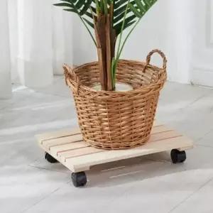 서울리빙 편백나무 원목 이동식 화분받침대 직사각 40x26cm