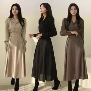 셀럽하우스 여자 3컬러 우아한 하객룩 데이트룩 A라인 롱원피스