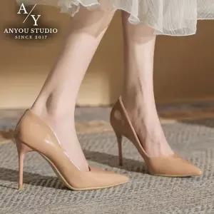 ANYOU 여성 뾰족 구두 에나멜 슬림 스틸레토 힐 5cm 7cm 9cm 가벼운 편한 데일리 출근용 직장인 면접 오피