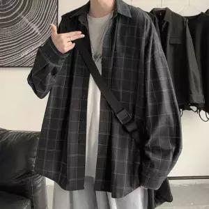남성 베이직 디자인 포켓 오버핏 긴팔 체크 셔츠 남자 남방 데님 린넨 여름 청 정장