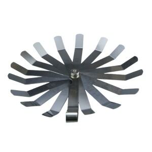 오프셋 필러 게이지 0.127-0.508mm 16 블레이드 곡선형 밸브 태핏 조정 도구 (바이크 오토바이 엔진 클리어