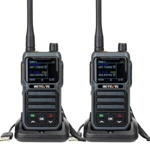 RETEVIS RB17P GMRS 휴대용 무전기 오프로드 및 캠핑용 기상 경보 | 긴급 알람 SOS 사이렌 2200MAH 배터리 성인용 충전식 장거리 워키토키 양방향 무전기