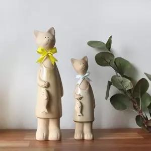 홈데코 고양이 장식 소품 도자기 인형 2개 세트