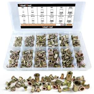 Trivd Frol 520PCS SAE 및 미터법 리벳 너트 키트 632부터 3/816까지 M3부터 M10까지 아연도금 탄소강 평면