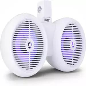 Pyle 8 Marine LED 웨이크보드 스피커 우퍼 티타늄 트위터가 포함된 듀얼 2웨이 방수 미니 박스 페어 ABS