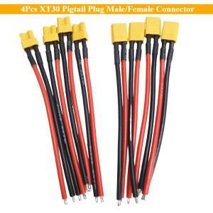 4개 XT30 점퍼케이블 플러그 남성/여성 커넥터 100mm 16AWG 주석 도금 전선 RC 리포 배터리 FPV 드론 충전