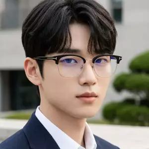 톰포드 블루라이트차단 안경테 TF6001KB 001 하금테 반뿔테 덱스 이동욱 착용