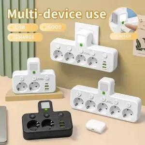 멀티 소켓 AC EU 플러그 파워 스트립 연장 케이블 없음 USB 포트 서지 프로텍터 네트워크 필터 개별 스위치