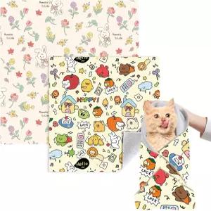 VirgoCCY 고양이 그루밍 랩 2개 M+L 깎기 귀 청소 치아 닦기를 위한 고정 자체 접착 물림 방지 긁힘