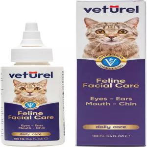 Veturel 천연 고양이 페이셜 케어 - 눈물 자국 제거제 여드름 턱 도움 가능 블랙헤드 부드러운 귀 및 눈