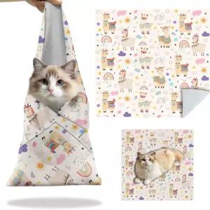 27.6인치 Cat Grooming 랩 손톱 깎기를 위한 자가 접착식 Wrap 약용 귀 청소용 탈출 방지 진정 Swaddle