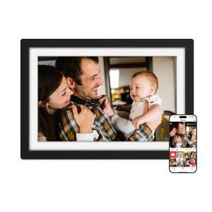 FRAMEO 디지털 포토 프레임 WIFI 매트 블랙 10.1인치 1280X800 HD IPS 터치스크린 내장 32GB 앱/USB/SD로 사진 및 동영상 전송 남녀 선물용