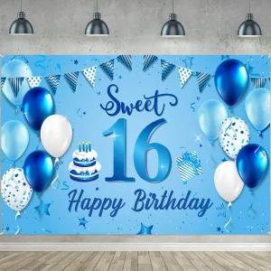 Blulu 첫 돌 생일 파티 배경 배너 블루