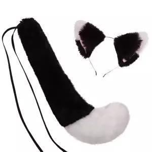 인조 모피 귀 꼬리 세트 늑대 고양이 튬