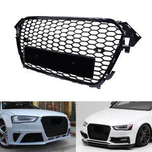 [호환품]13-15 Audi 호환 A4 S4 B8 스타일 허니컴 메쉬 앞 범퍼 그릴 글로스 블랙