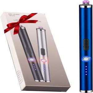 주방용 충전식 듀얼 아크 플라즈마 라이터 LED 전원 디스플레이가 있는 방풍 롱 양초용 USB 바비큐