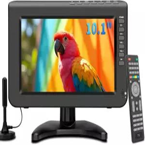 Jexiop 10.1인치 휴대용 TV 720P 화면 소형 텔레비전(안테나 및 디지털 ATSC 튜너 포함) HDMI USB 포트