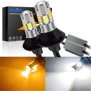 WINETIS 3157 오류 없는 캔버스 레디 듀얼 컬러 스위치백 T25 3057 3155 3457 4157 화이트/앰버 LED 턴