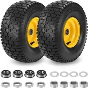 2개 세트 15x6.00-6nhs 잔디깎이 타이어 및 휠 15x6-6 튜블리스 앞바퀴 존디어 라이딩 정원용 트랙터 100