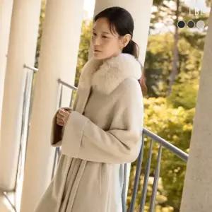 26FW 라쿤울 블렌디드 Fox fur 이중직 니트코트