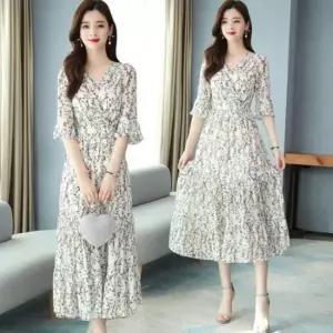 친절한탄씨 원피스 여성 여름 바캉스룩 반팔원피스 쉬폰 롱원피스 휴양지 원피스 플리츠원피스