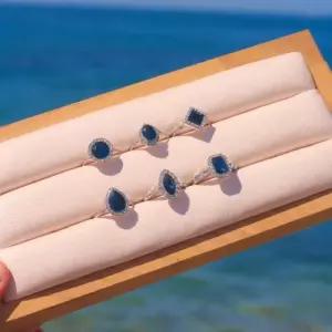 [M7] 여자 6pcs 크리스탈 펜던트 엔틱 반지 세트
