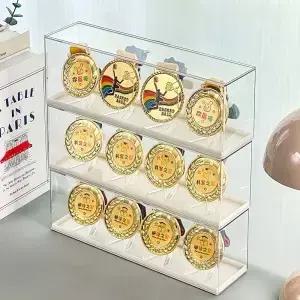 마라톤 메달 전시 상자 명예 금메달 보관함 코인 기념 정리함 데스크탑 직사각형 모양