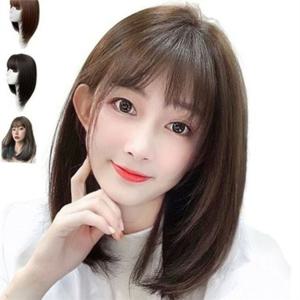 여성 단발 가발 가발 내츄럴 레이어드 데일리 웨이브 통가발 고열사 정수리 앞머리 반가발 머리망 시스루