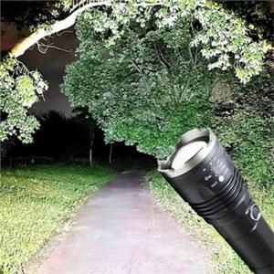 led 손전등 충전식 랜턴 초고휘도 휴대용 캠핑용 비상 기능 알루미늄 줌아웃 어두운 레이저 작업등 후레쉬