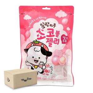 롯데 말랑카우 초코볼 젤리 딸기우유맛 134g 12개 1박스