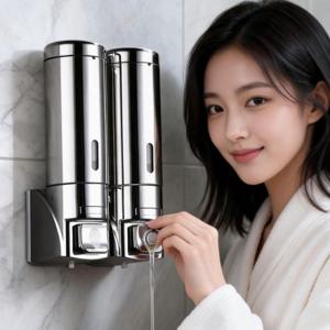 물비누 디스펜서 2구 욕실 샴푸통 세면대 핸드워시 주방 샤워실 바디워시 세제 용기