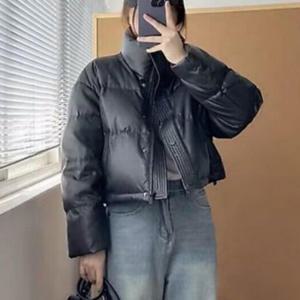 하이넥 여성 숏패딩 오버핏 겨울 보온 점퍼 아우터 웰론 패딩
