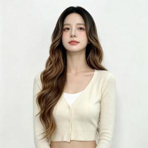 S컬 웨이브 이미지 변신 통 가발 여성 그라데이션 투톤