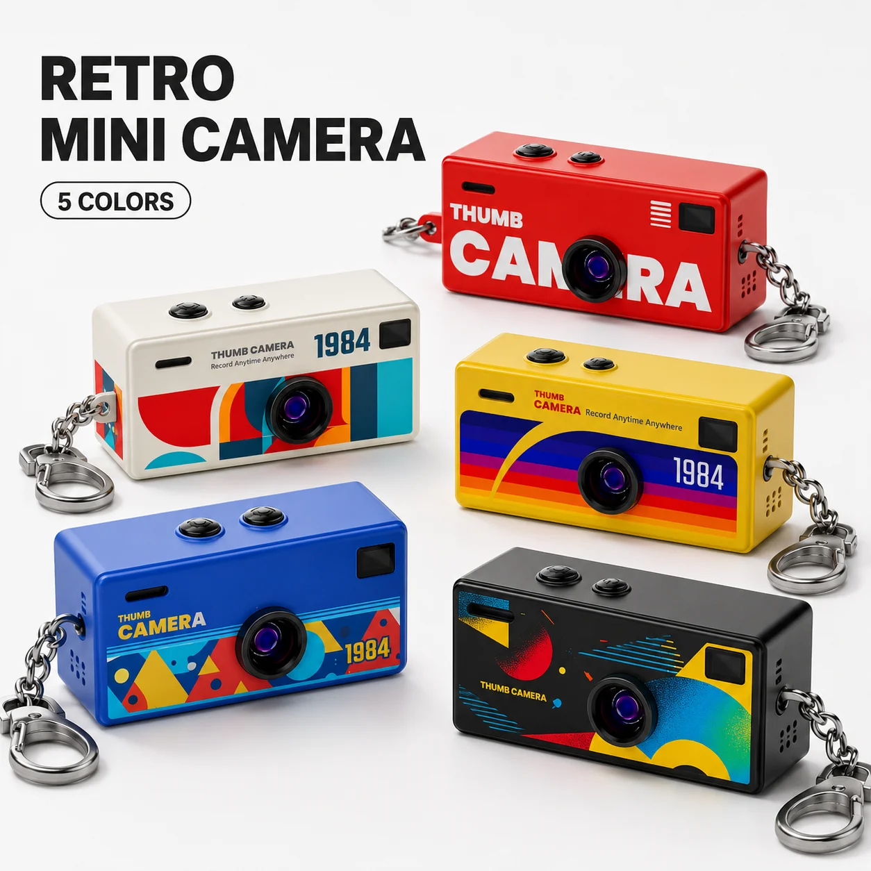 1Pc 휴대용 미니 엄지손가락 카메라 키체인 캠코더 1080p 비디오 레코더(메모리 카드 지원 및 이벤트용 내장 플래시 포함)