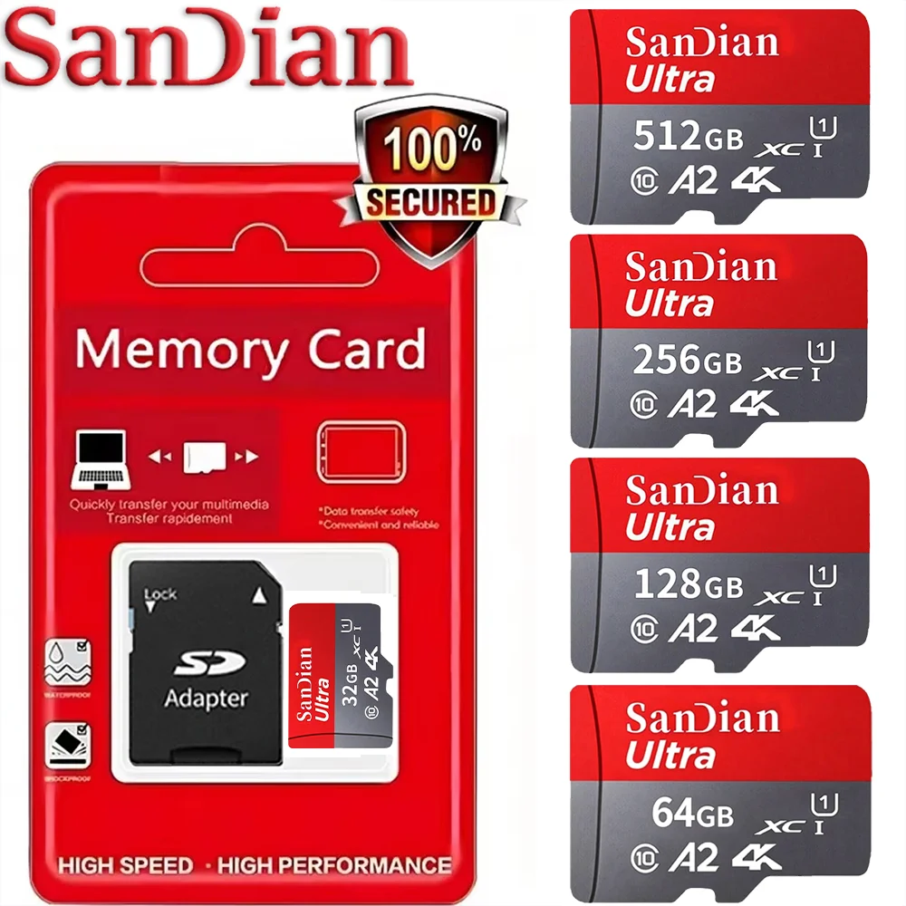 고속 SD 카드 128GB 256GB 512GB 마이크로 TF SD U3 V30 A2 DSLR 미러리스 카메라 4K 사진 촬영용 베스트셀러 메모리 카드