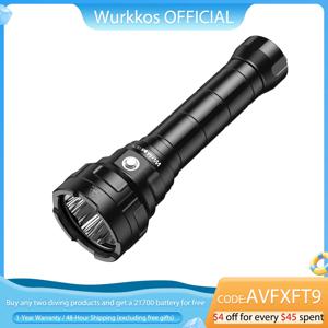 Wurkkos DL70 스쿠버 다이빙용 손전등, 초고휘도 13,000 루멘, 26650 배터리 2개 장착, IPX8 등급 방수 LED 손전등, 4개의 XHP50B LED 칩, 4가지 모드, 조개잡이 및 야외 활동에 적합