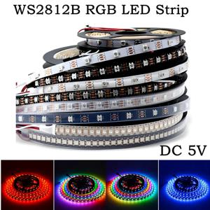 WS2812B 5050 RGBIC 5V 스마트 LED 스트립 개별 주소 지정 가능 IC 30/60/144픽셀/LED/미터 블랙/화이트 PCB IP30/67 방수