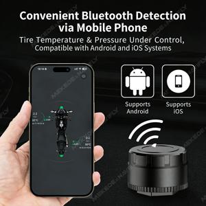 애플 IOS 안드로이드 시스템 모바일 폰 앱 디스플레이 차량용 TPMS BT 5.4 타이어 공기압 센서 모니터링 오토바이 삼륜차 트럭용