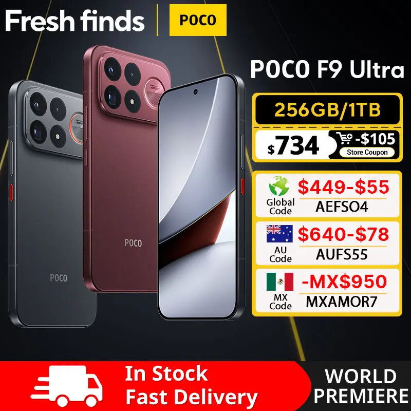 【월드 프리미어】글로벌 버전 POCO F9 Ultra 스마트폰 스냅드래곤 8 엘리트 5세대 200MP 6.9인치 185Hz AMOLED 디스플레이 8050mAh 배터리