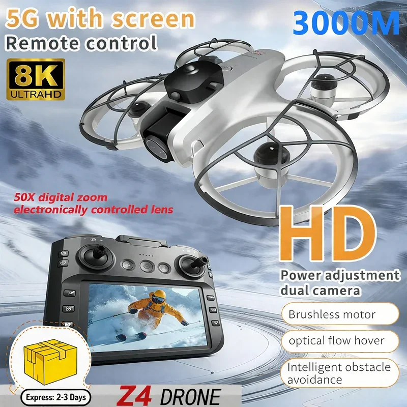 새로운 미니 Z4 드론 4K 프로페셔널 WIFI 5G 드론 장시간 비행 장애물 회피 브러시리스 고도 유지 헤드리스 모드 RC 쿼드콥터 장난감