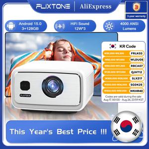FlixTone D9W Ultra 3000 ANSI 풀 HD 1080P 프로젝터 (영화용) 안드로이드 WiFi 6 홈시어터 빔 프로젝터 (야외 비디오용)
