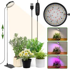 LED 식물등 풀 스펙트럼 식물 램프 디밍 가능 3가지 모드 높이 조절 가능 실내 식물 조명 3/9/12시간 타이머 10단계 디밍