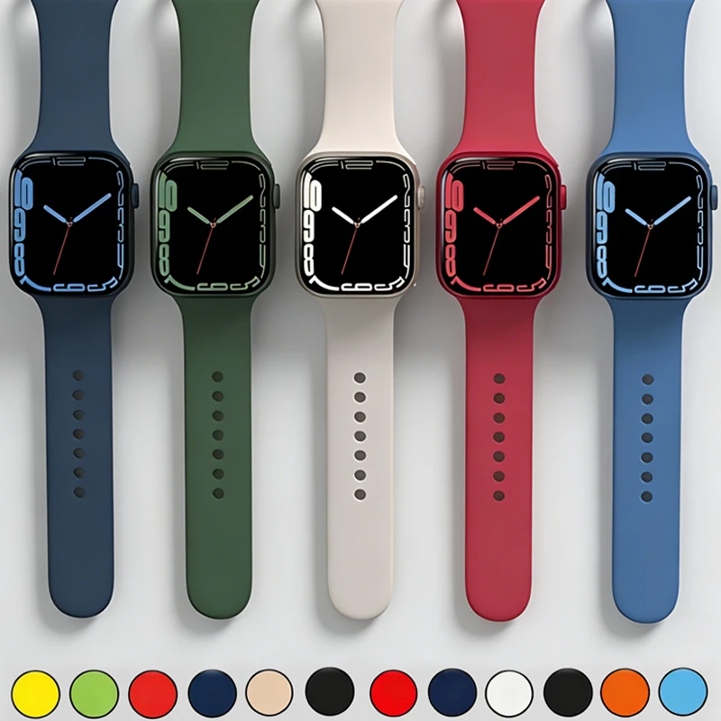 실리콘 스포츠 스트랩 아이워치 시리즈 11 10 9 8 7 6 5 SE 울트라3 팔찌 애플워치 44mm 45mm 49mm 46mm 38/40/41/42mm 밴드