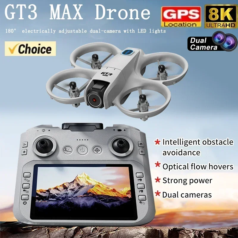 2026 신형 GT3 미니 LED 접이식 드론 GPS 8K HD 듀얼 카메라 브러시리스 모터 장애물 회피 RC FPV 쿼드콥터 장난감 선물