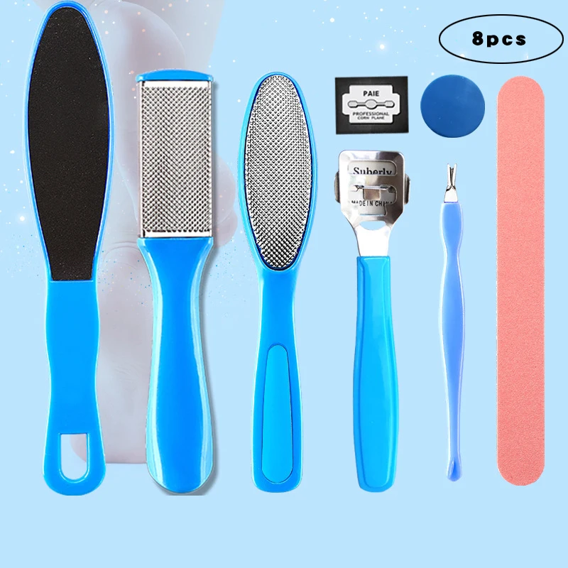 발 문어 물고기 눈 각질 제거 힐 샤프너, 힐 크램핑 힐 크래클 제거 파일, 힐 밑창, 8 개 세트