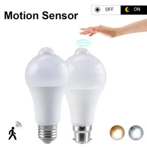 PIR 모션 센서 LED 전구 12W 18W 220V 110V 스마트 전구 모션 활성화 ON/OFF 모션 센서가있는 홈 조명 램프