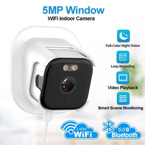 5MP WIFI 창문 카메라 5GHz 실내 홈 보안 컬러 야간 투시 모션 감지 베이비 모니터 감시 카메라