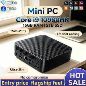 코어 i9 10980HK 휴대용 미니 데스크탑 16GB DDR4 M.2 NVMe SSD 트리플 4K WiFi6 무소음 냉각 사무실/가정용 PC 호스트 2026