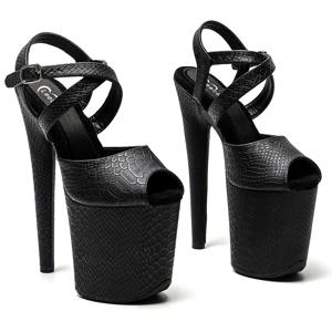 Leecabe 8인치/20cm 스네이크 어퍼 플랫폼 파티 하이힐 샌들 스트리퍼 힐 폴 댄스 슈즈