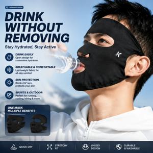 입과 코가 노출되어 있어 호흡하기 쉬운 러닝 마스크, 방한 및 보온 마스크, 남성용 아웃도어 낚시, 골프 페이스 마스크, 지니
